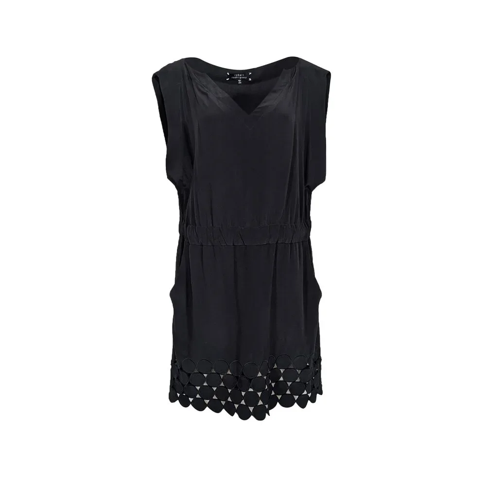 Robert Rodriguez - Black Short Sleeve Circle Cut Out Details Mini Dress Sz 10